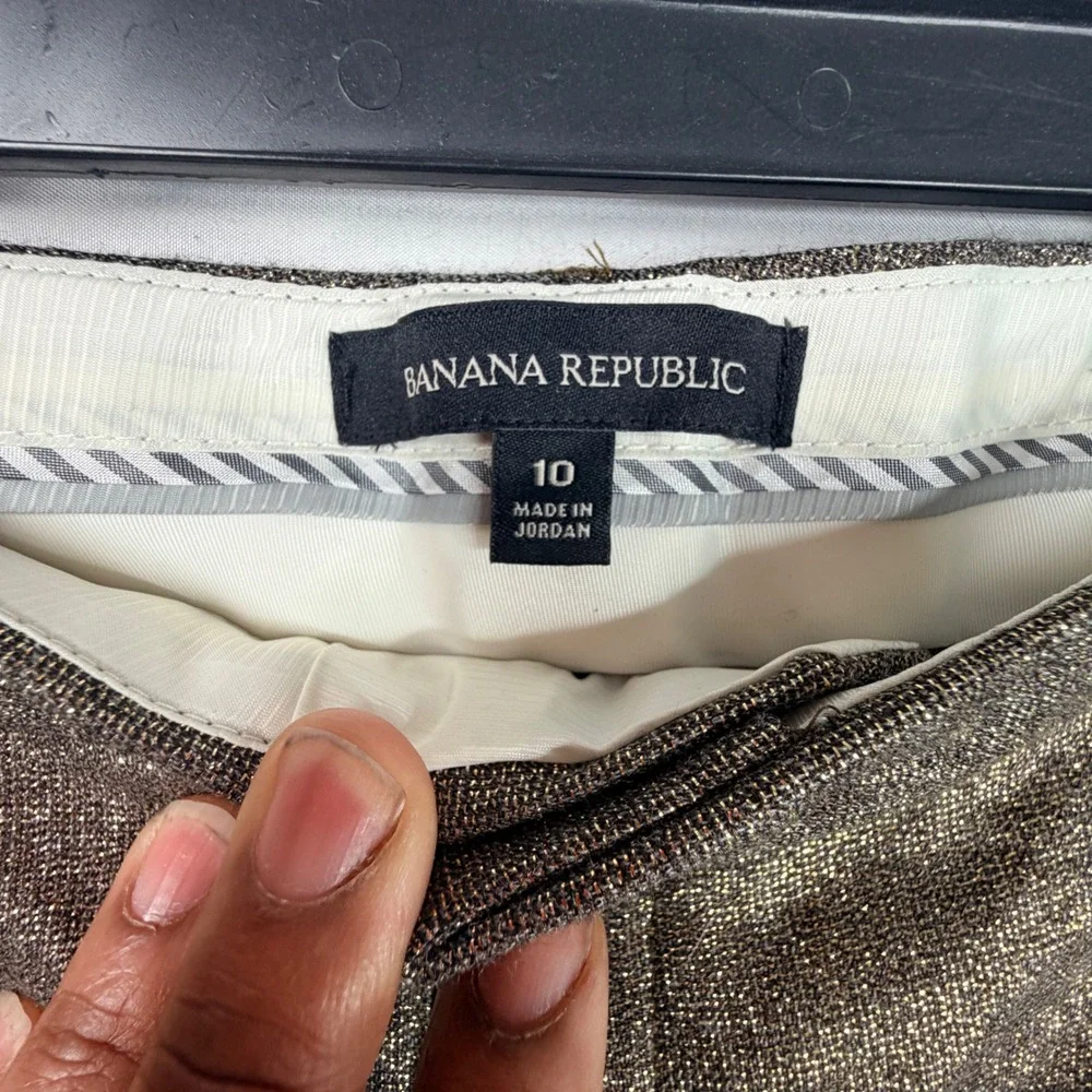 Banana Republic Avery Metallic Bronze Gold Ankle Pants Wool Blend Size 10